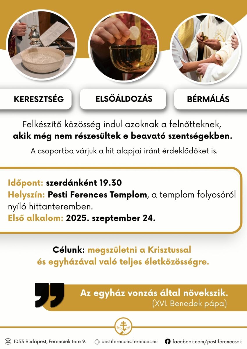 szentségekre felkészítő kurzus
